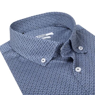 Petrifun sinikuvioinen kauluspaita erikoispitkillä hihoilla