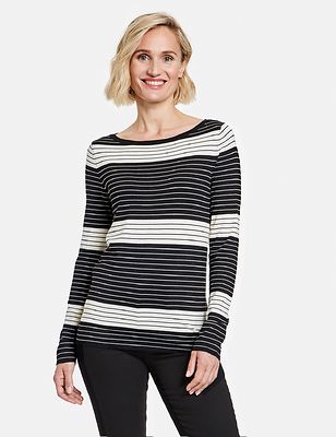 Gerry Weber mustavalkoraidallinen neulepusero