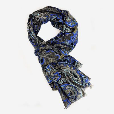 Veniz sininen kasmir kuvioinen kaulahuivi