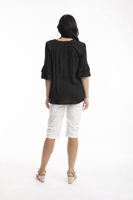 Orientique musta frillahihainen pusero