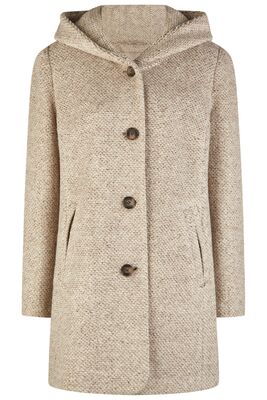 Lebek hiekansävyinen hupullinen villakangastakki