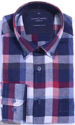 Casa Moda pehmeä sinipunaruudullinen flanellipaita