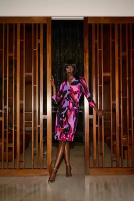 Joseph Ribkoff kuviollinen juhlamekko 3/4-hihalla