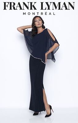 Frank Lyman tummansininen pitkä juhlamekko
