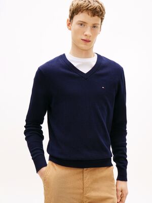 Tommy HIlfiger tummansininen puuvillaneule