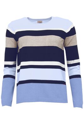 STI sininen raidallinen neulepusero