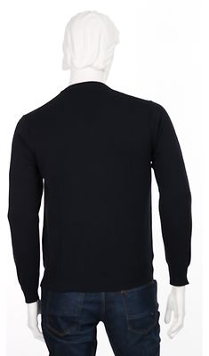 Gantin tummansininen puuvillaneule V-pääntiellä