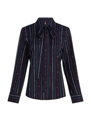 Tommy Hilfiger tummansininen paitapusero rusettikauluksella