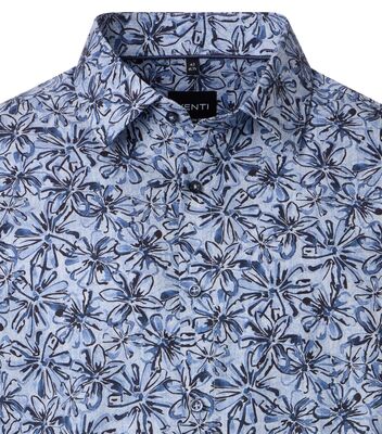 Venti Modern Fit sininen kukkakuvioinen kauluspaita