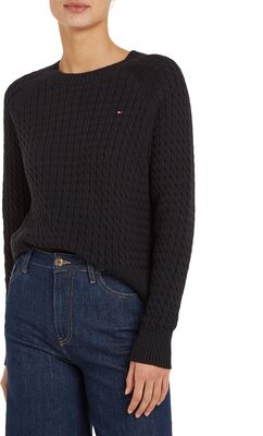 Tommy Hilfiger musta palmikkoneulepusero