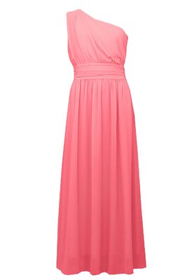 STI korallinpunainen juhlamekko toispuoleisella olkaimella