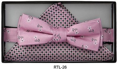 Matex vaaleanpunakuvioinen rusetti + taskuliina