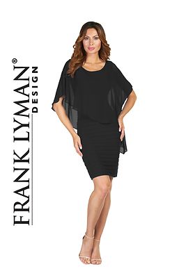 Frank Lyman musta juhlamekko poncholla