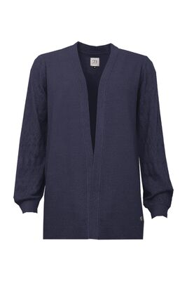 STI tummansininen auki pidettävä neuletakki