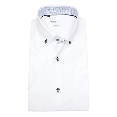 Petrifun valkoinen lyhythihainen kauluspaita harmailla napeilla