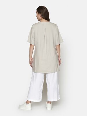 Signature pellavan sävyinen a-linjainen tunika lyhyellä hihalla