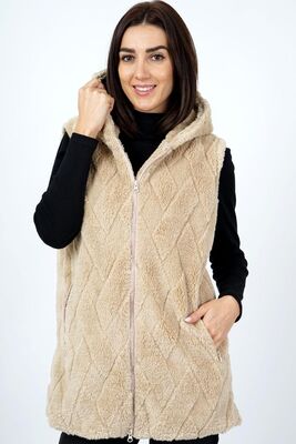 M.X.O luonnonvalkoinen keinoturkisliivi