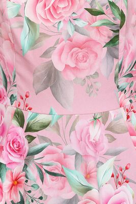 Hearts & Roses vaaleanpunainen kukallinen kellohelmamekko