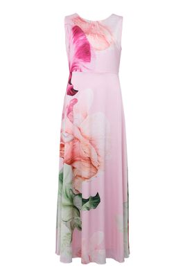 STI vaaleanpunainen kukkakuvioinen satiinimekko