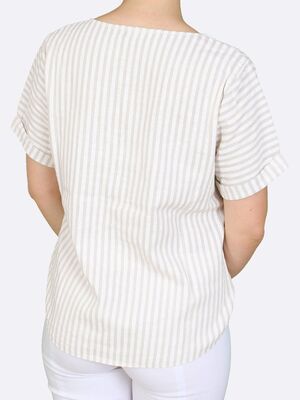 Hegler raidallinen väljälinjainen pellavasekoitepusero