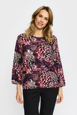 2-Biz viininpunainen kuviollinen trikoopusero