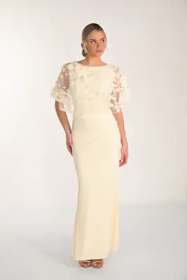 Frank Lyman vaaleankeltainen pitkä juhlamekko