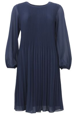 STI tummansininen pliseerattu sifonkimekko