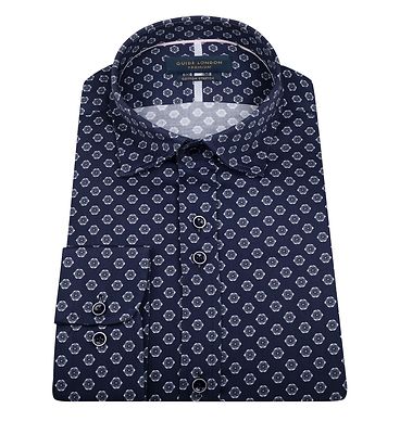 Guide London tummansininen slim fit paita