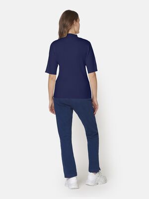 Signature sininen lyhythihainen puolipoolo ribbineulosta