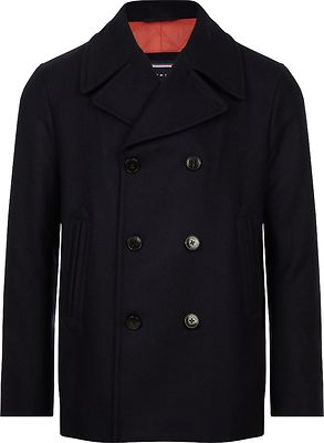 Tommy Hilfiger tummansininen lyhyt villakangastakki