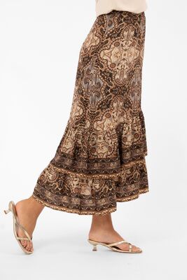 Capri Collection paisley-kuosinen hame helmaröyhelöllä