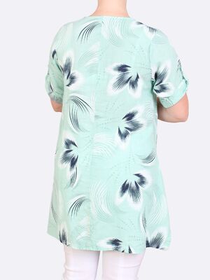 Hegler mintunvihreä kuviollinen pellavatunika