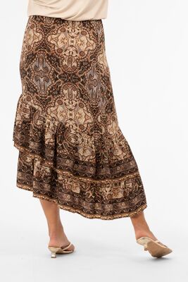 Capri Collection paisley-kuosinen hame helmaröyhelöllä