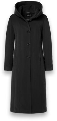 Milo hupullinen pitkä musta villakangastakki