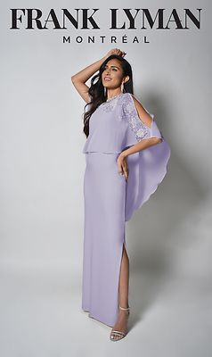 Frank Lyman pitkä lilanvärinen juhlamekko