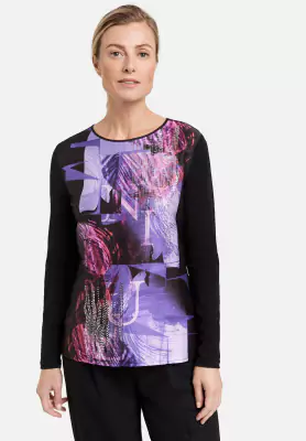 Gerry Weber lilakuvioinen glitterisomisteinen pitkähihainen pusero