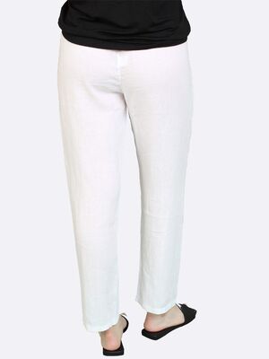 Lea H valkoiset pellavasekoitehousut