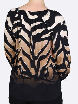 Lea H. beigemusta kuviollinen viskoosipusero