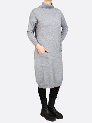 Lea H vaaleanharmaa neulemekko poolokauluksella