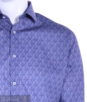 Petrifunin sinikuvioinen siliävyysviimeistelty pitkähihainen kauluspaita normaali B-mitoitus