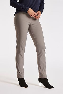 Laurien harmaan beiget regular mallin housut korkealla kuminauha vyötäröllä