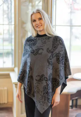 Lasessor mustaharmaa kuosillinen poncho