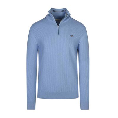 Gant vaaleansininen puuvillaneulepusero puolivetoketjulla