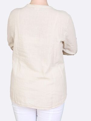 Hegler pellavan sävyinen kirjailtu pusero