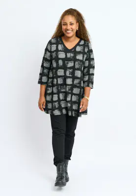 Pont Neuf musta/harmaa kuviollinen tunika