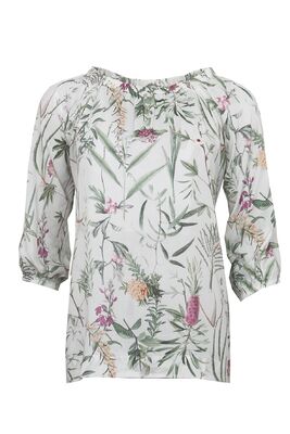 STI vaaleanvihreä kukkakuvioinen pusero