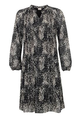 STI mustabeige kuviollinen sifonkimekko