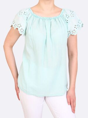 Hegler mintun sävyinen pitsihihainen pusero