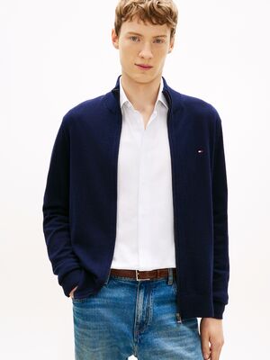 Tommy Hilfiger tummansininen puuvilla-kasmirneuletakki