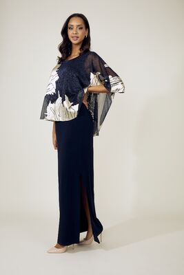 Frank Lyman tummansininen pitkä juhlamekko